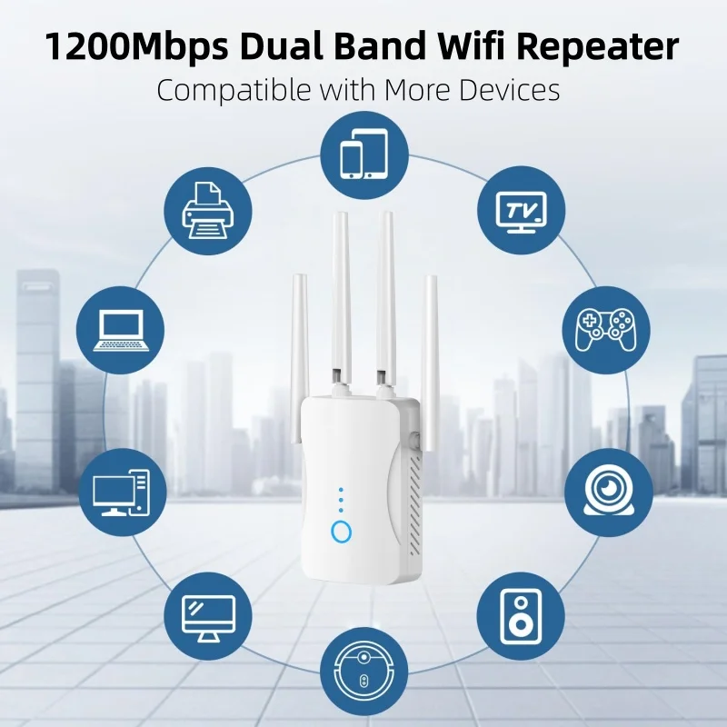Smart Home Router - 1200Mbps Dual Band WiFi Repeater Wireless