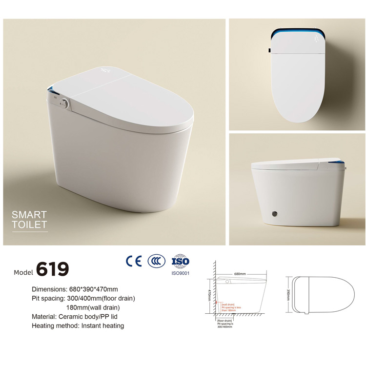 Smart Home Hotel - Luxury Square Smart Toilet Auto Flush